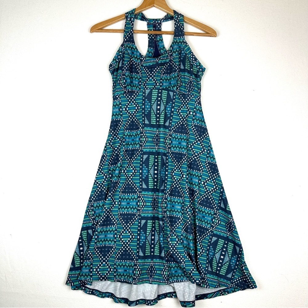 Prana Cali Tank Racerback A-line Knit Stretch Geo Dress Athleisure Outdoors